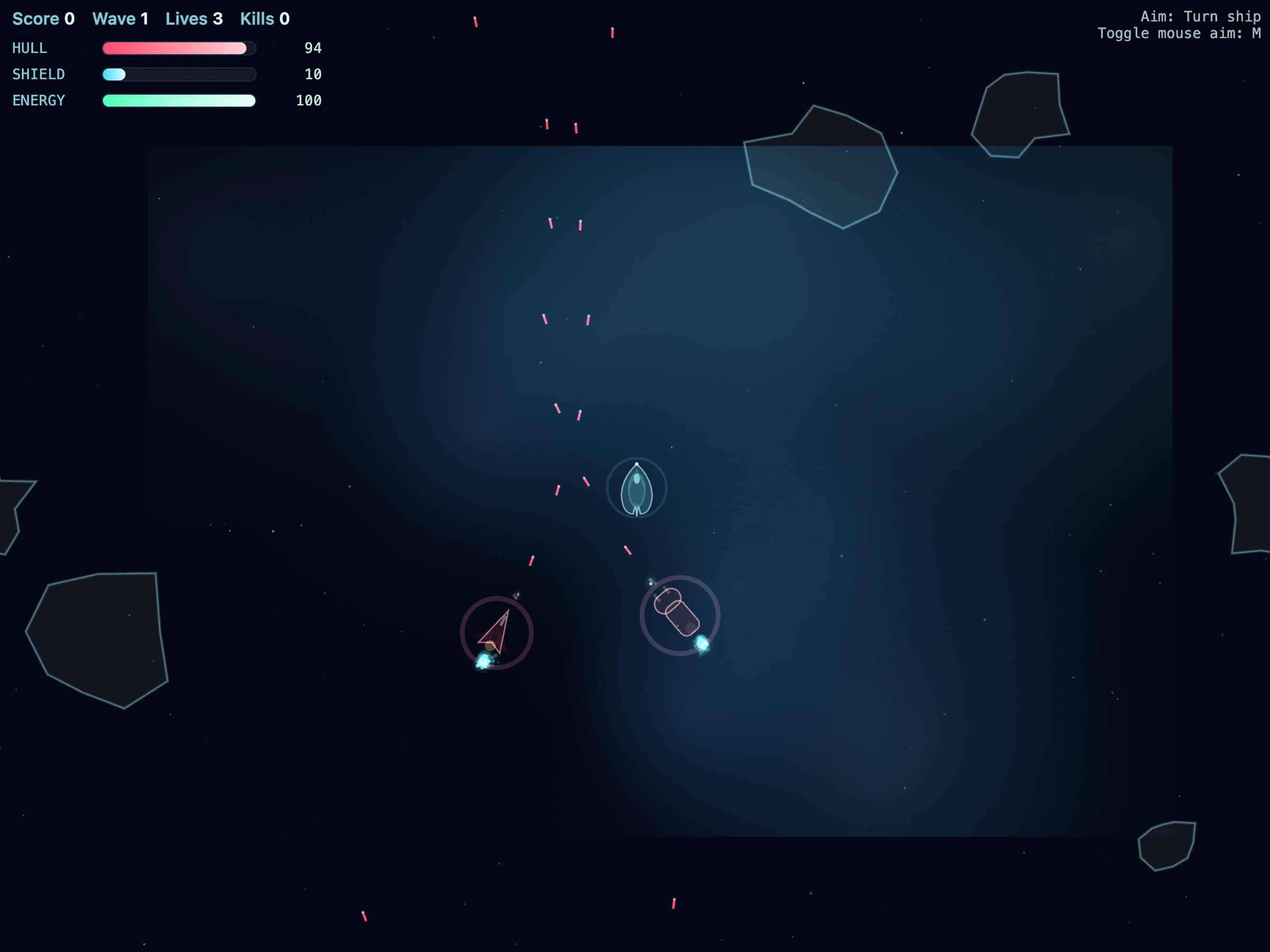 Asteroid Game — 2D space dogfighting with AI ships, GPT-5.2 single prompt