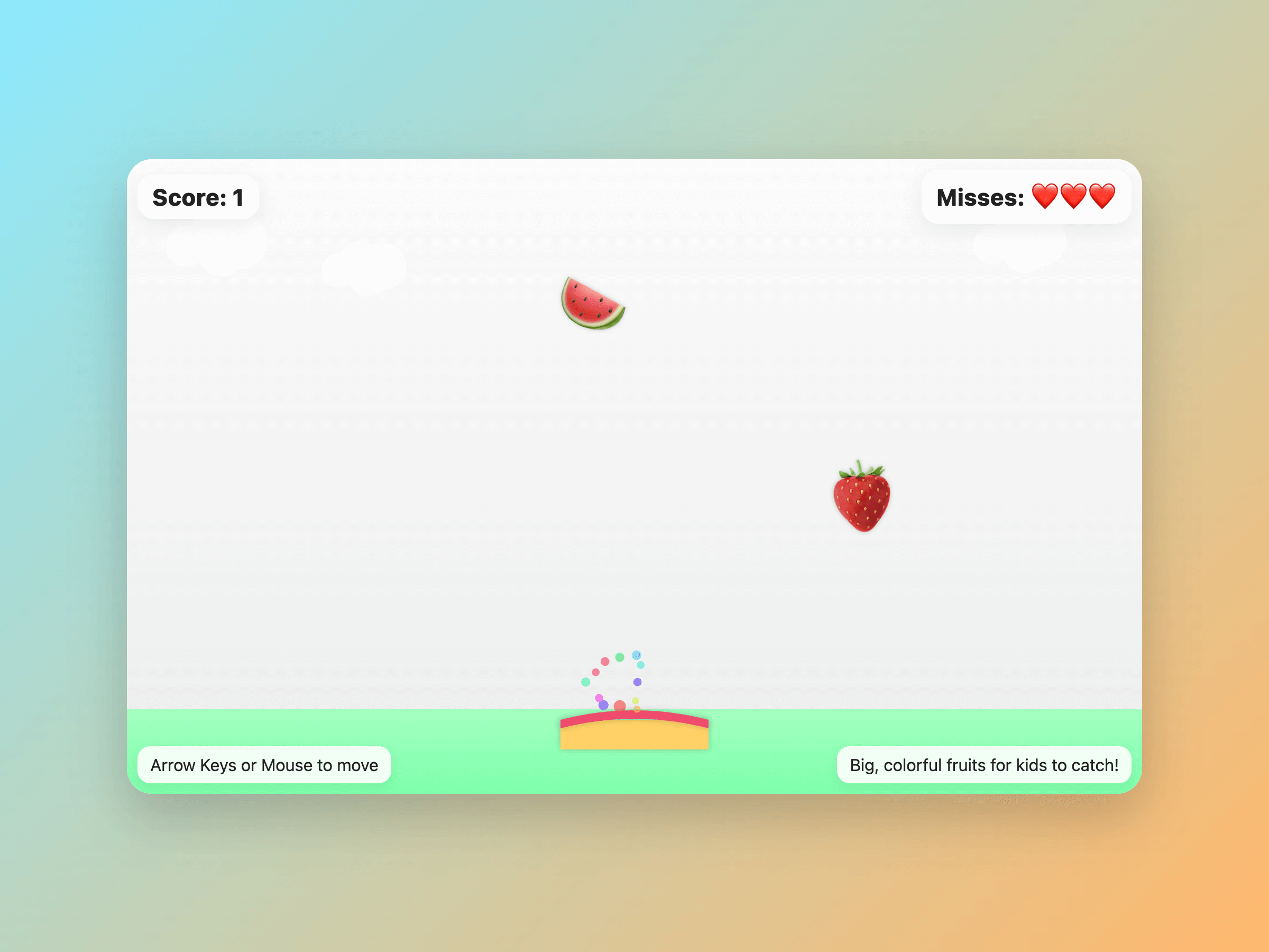 Falling Fruit Catcher — basket catches falling fruits