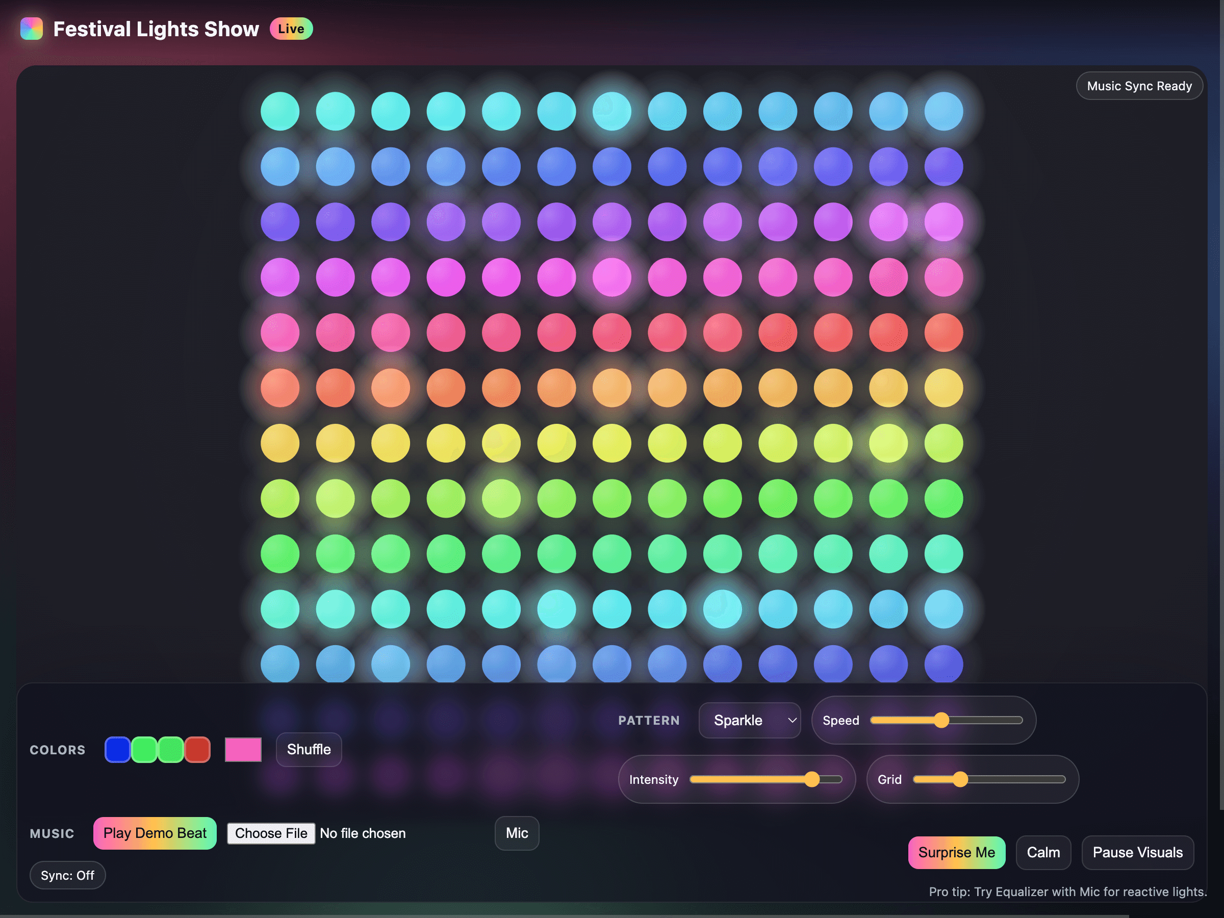 Festival Lights Show — interactive light show