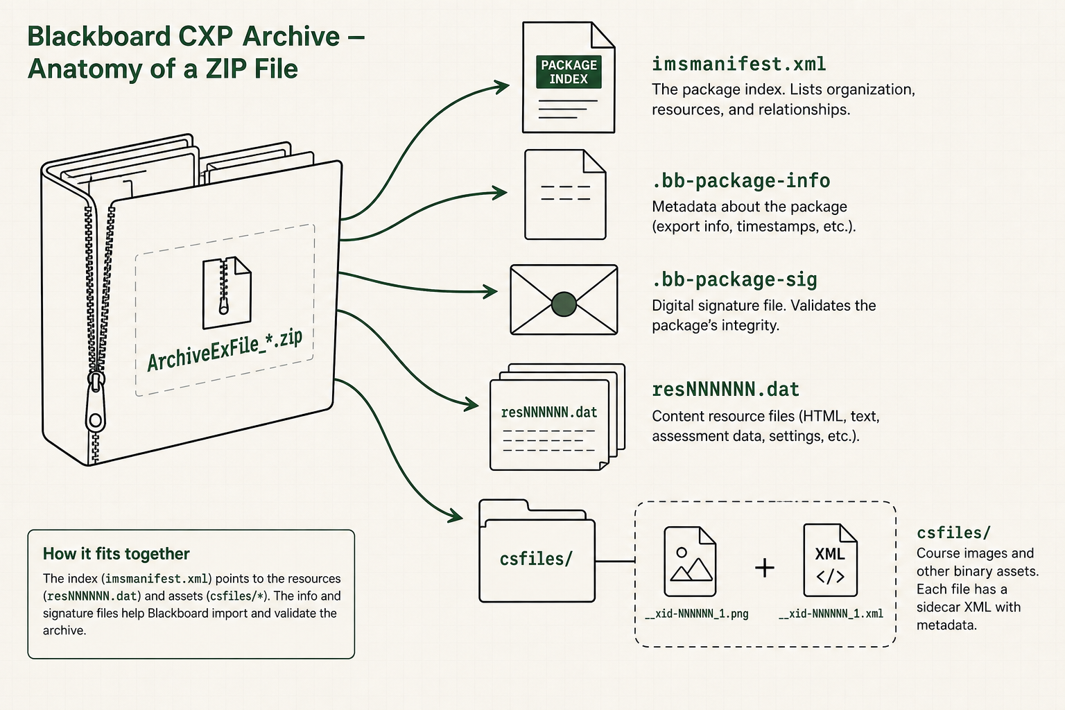 Anatomy of a Blackboard CXP archive ZIP file