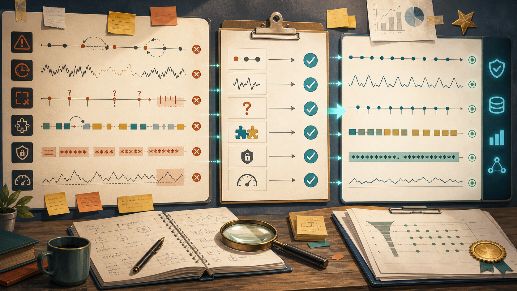 Troubleshooting board for messy interactive learning telemetry